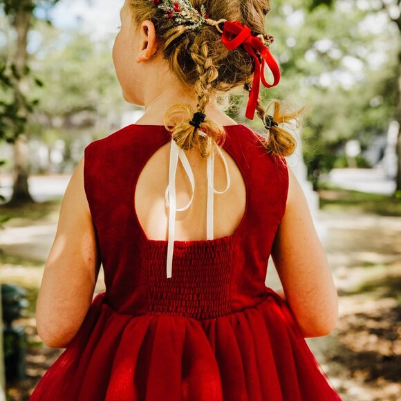 NWT Girls Love & Grow Clothing Red Velvet Holiday Tulle Dress Bloomers Set sz 7 - Picture 3 of 11
